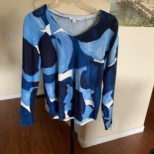 Chico's Blue and White Knit Top